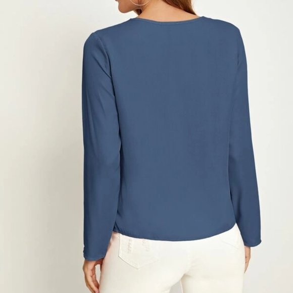 Blue Mesh Insert Top In S, L, and XL - Picture 2 of 4